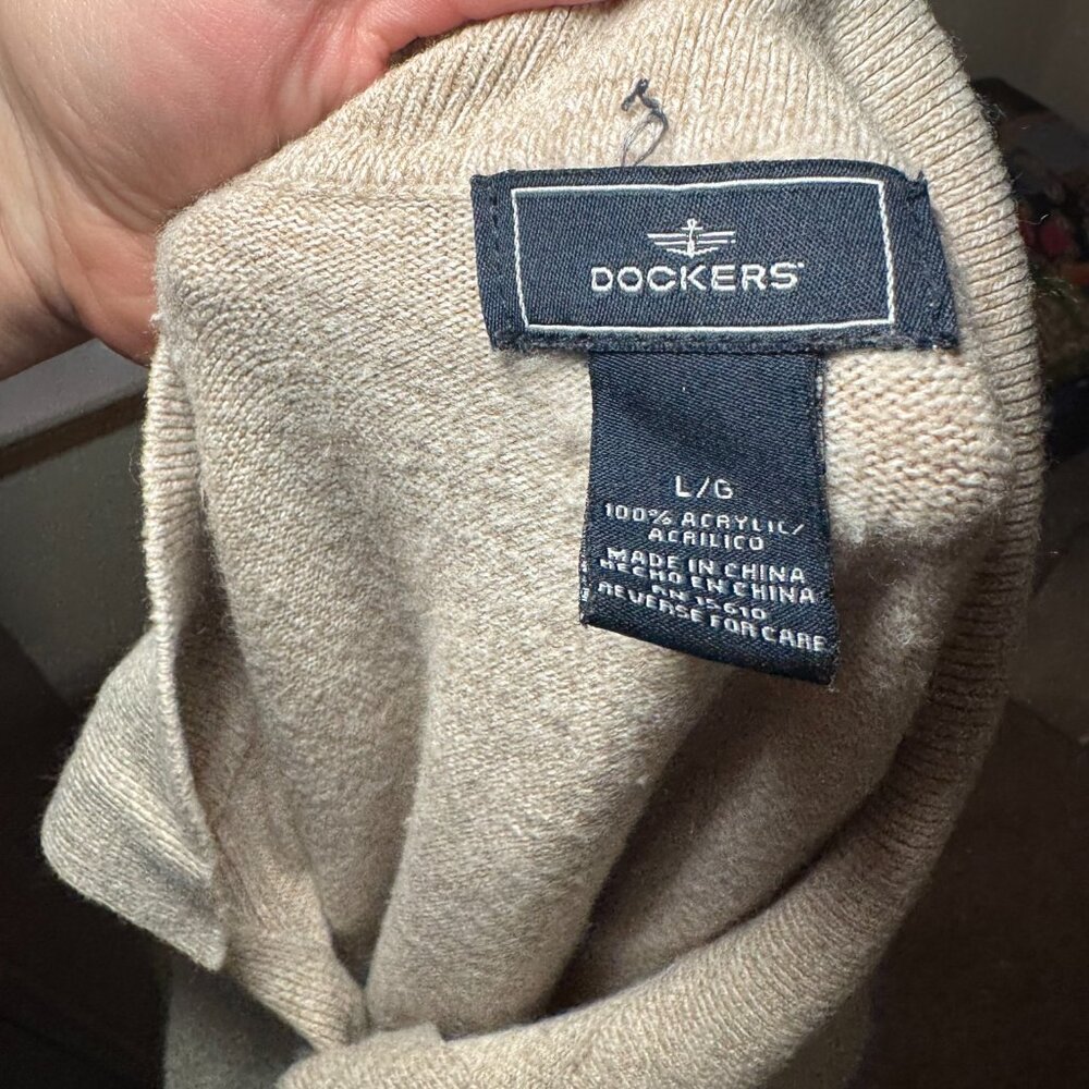 Dockers Knit Cream Long Sleeved Sweater with Striped Details - Picture 10 of 10